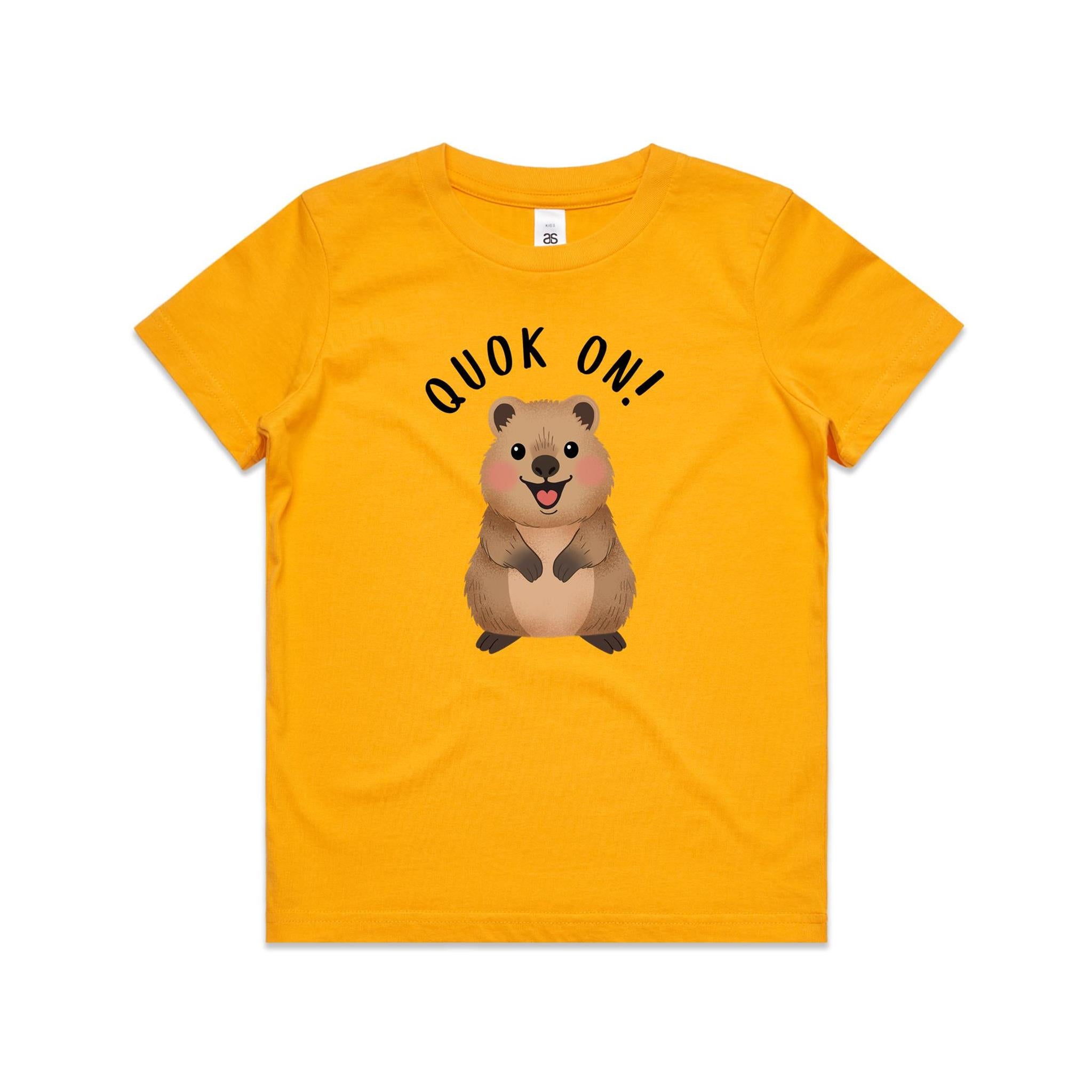 Quokka, Quok On Kid's AS Colour T-shirt Gold Kids T-shirt animal Printed In Australia