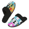 Colourful Chess Men's Fur Trim Thick-Sole Indoor Slippers 2XL Men's Fur Trimmed Slippers Chess Games Printed Offshore
