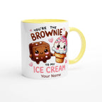 Personalised - You're The Brownie To My Ice Cream, Valentine - White 11oz Ceramic Mug with Colour Inside Personalised 11oz Mug