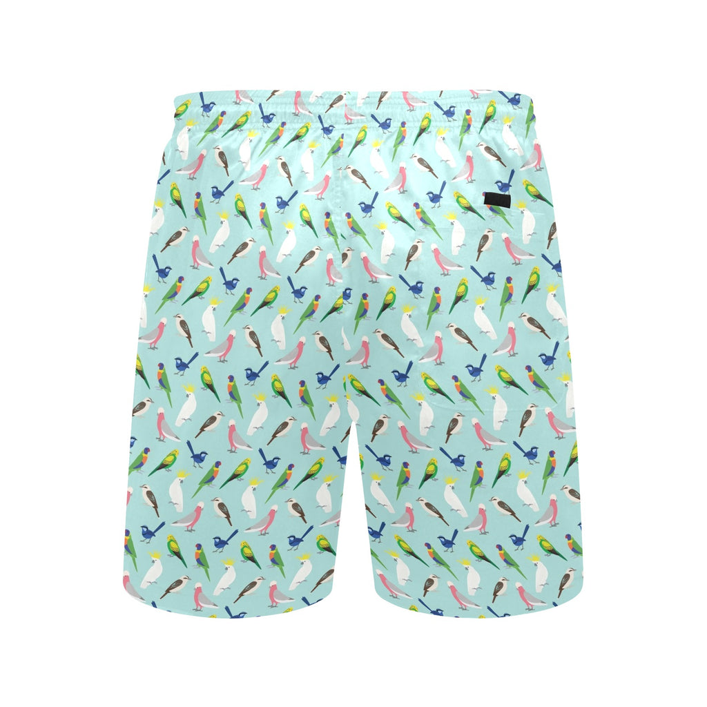 Australian Birds Men's Mid-Length Beach Shorts Men's Mid-Length Beach Shorts animal Birds Printed Offshore