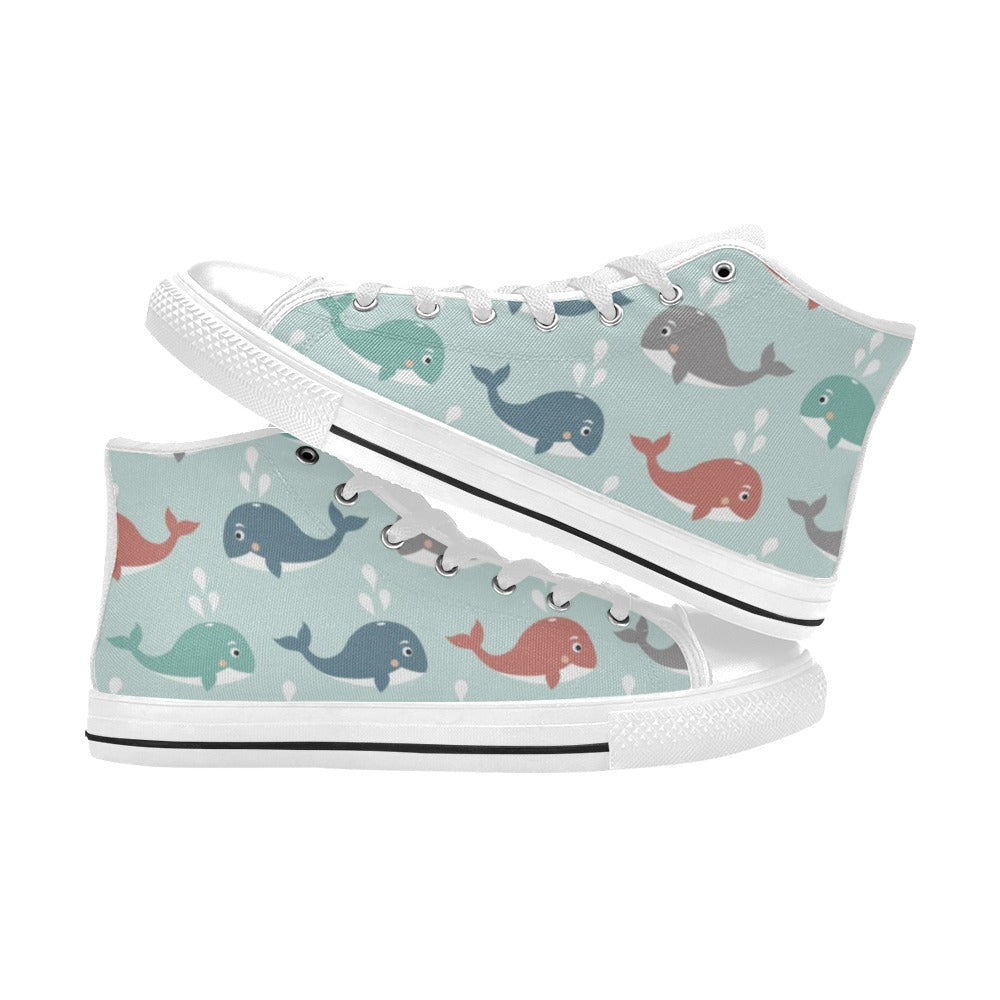 Cute Whales Kids High Top Canvas Shoes