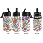 Hippie Butterfly And Flowers 12oz Kids Water Bottle with Straw Lid