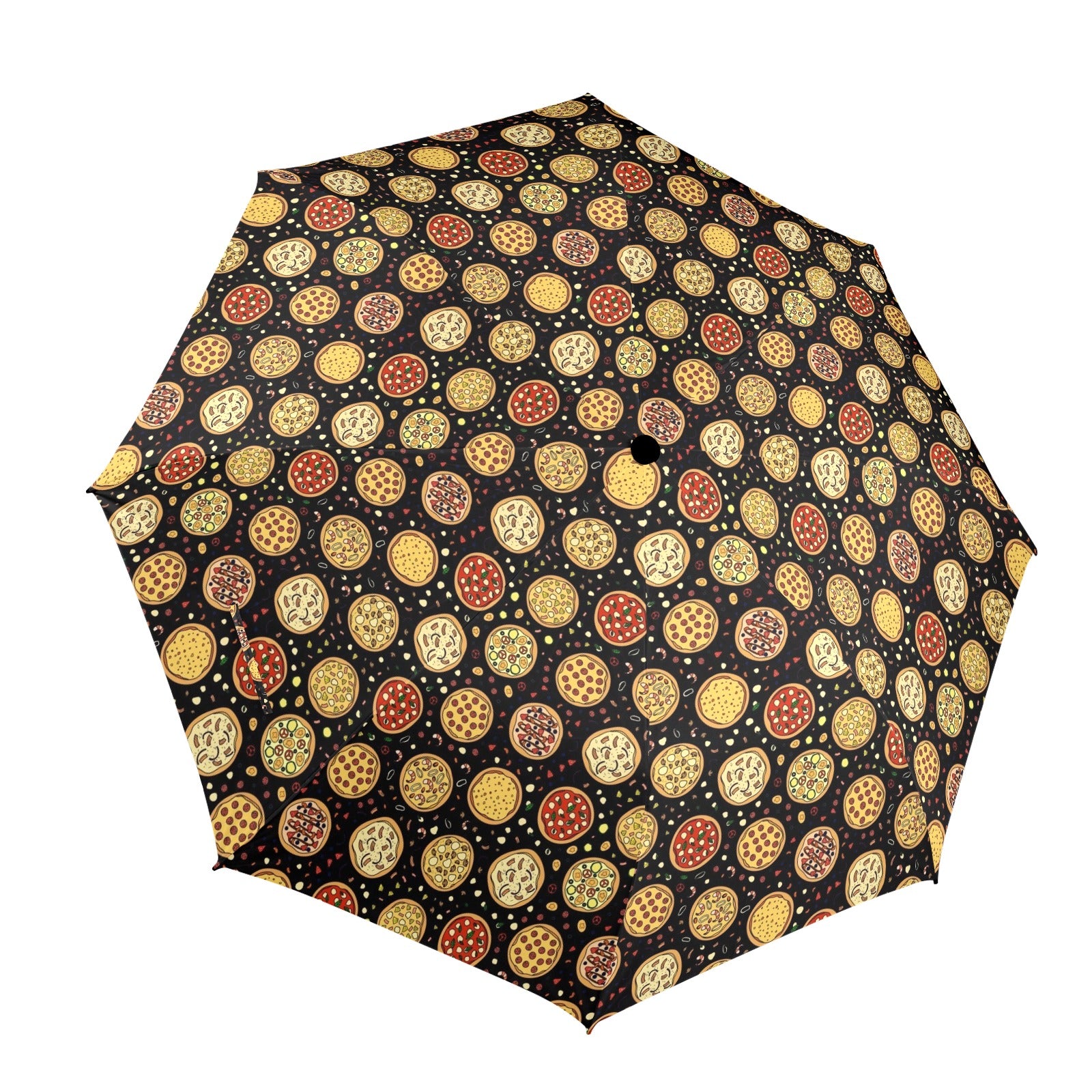 Round Pizzas On Black Umbrella One Size Umbrella Food Printed Offshore