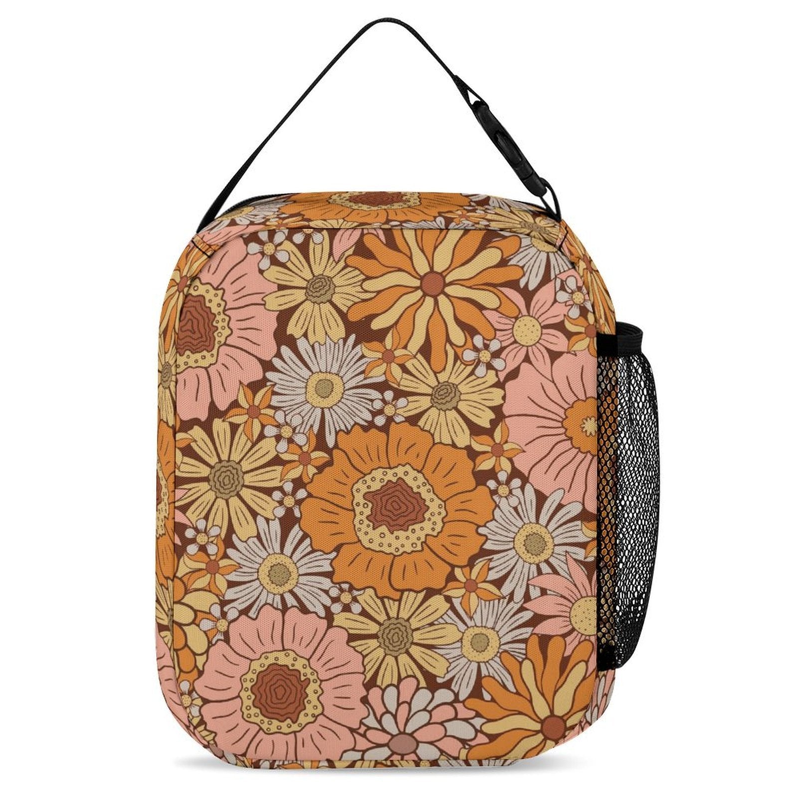 Orange Retro Floral Backpack, Lunch Bag & Pencil Case Set