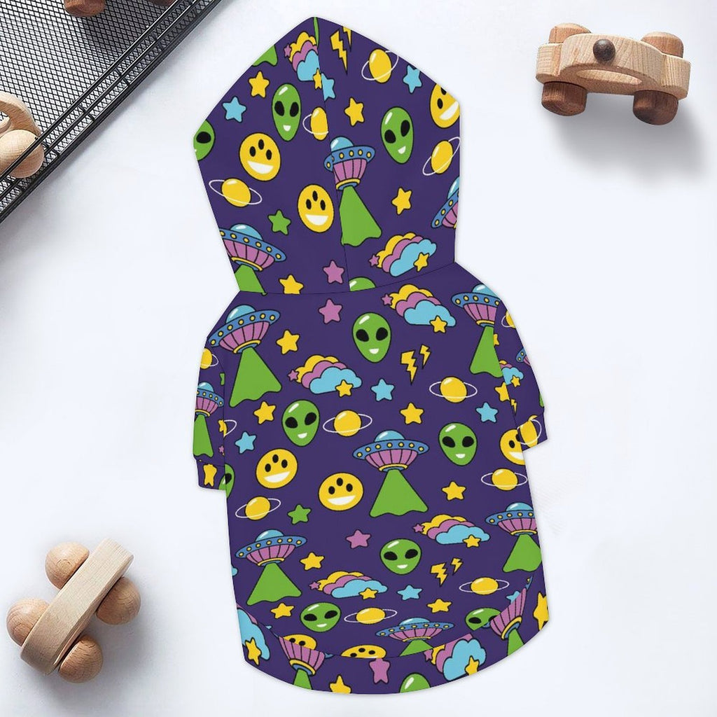 Groovy Alien And UFO Pet Hoodie (Large Size)