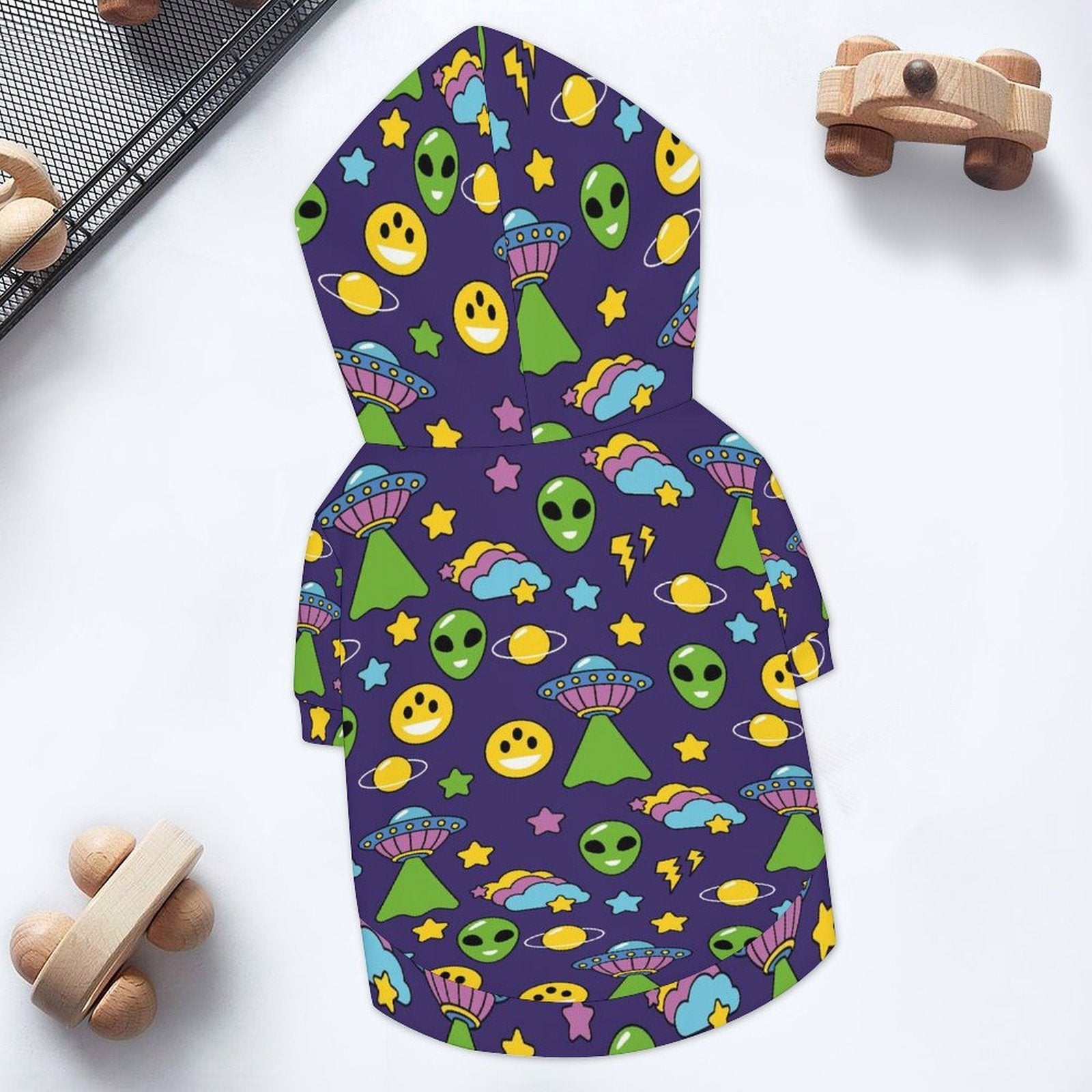 Groovy Alien And UFO Pet Hoodie (Large Size)