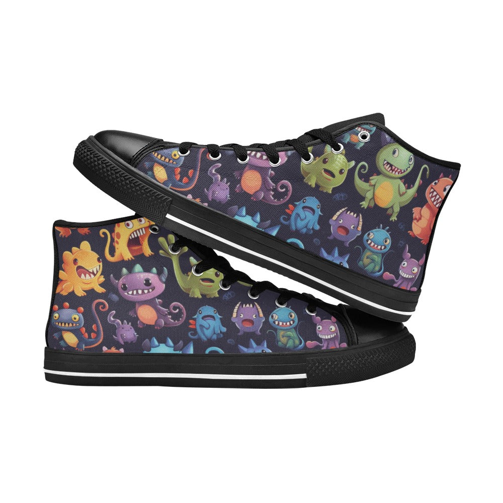 Monster Mania - Men's High Top Canvas Shoes