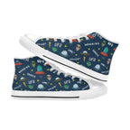 UFO's And Aliens Men's High Top Canvas Shoes Men's Classic High Top Canvas Shoes Printed Offshore Sci Fi