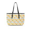 Retro Boho Flower PU Leather Tote Bag Large One Size Leather Tote Bag-Large Plants Printed Offshore