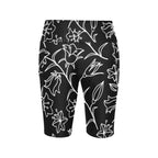 Black And White Floral Women's Bike Shorts With Side Pockets Women's Bike Shorts Plants Printed Offshore