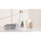 All Booked For Christmas White 17oz Stainless Steel Water Bottle White Water Bottle Christmas Globally Fulfilled