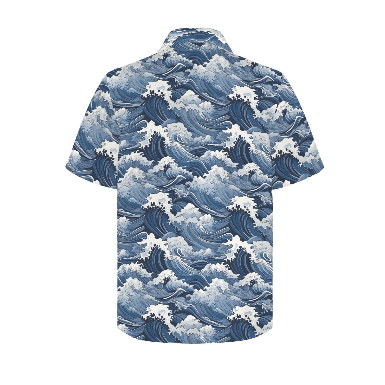 Japanese Waves - Men's Short Sleeve Hawaiian Shirt Men's Hawaiian Shirt (New) Ocean Printed Offshore