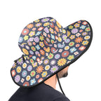 Groovy Flowers Wide Brim Bucket Hat Wide Brim Bucket Hat Plants Printed Offshore Retro