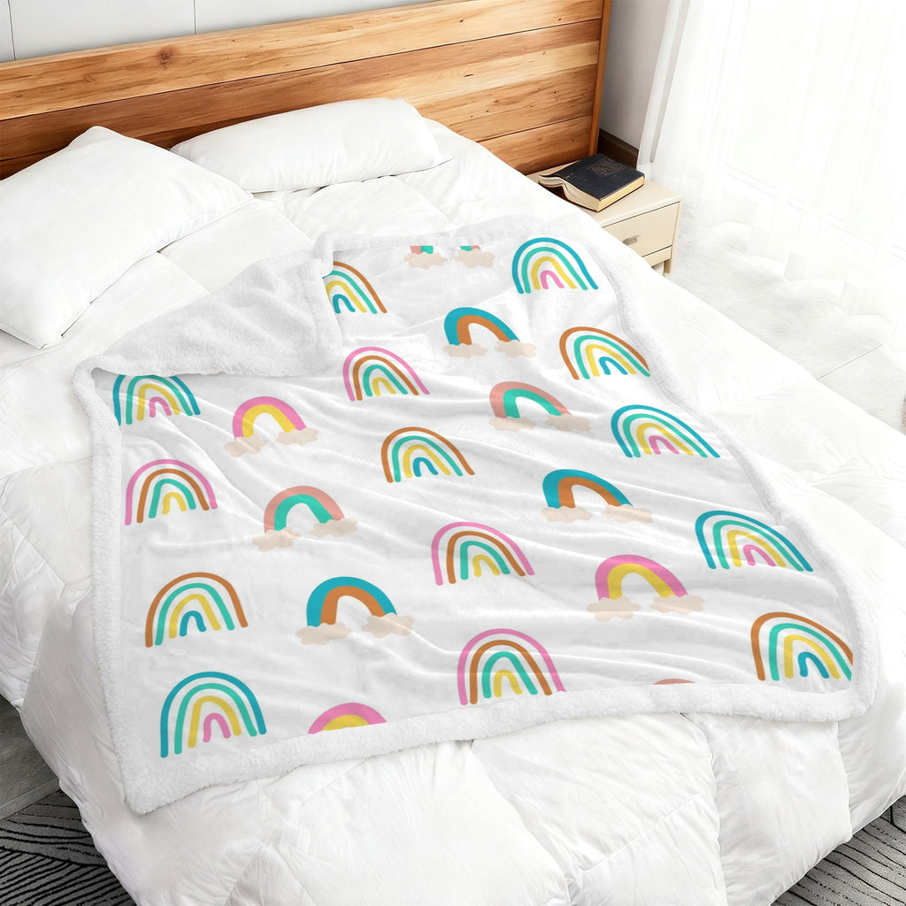 Cloud Rainbows - Double-Layer Fleece Blanket 51"x59"