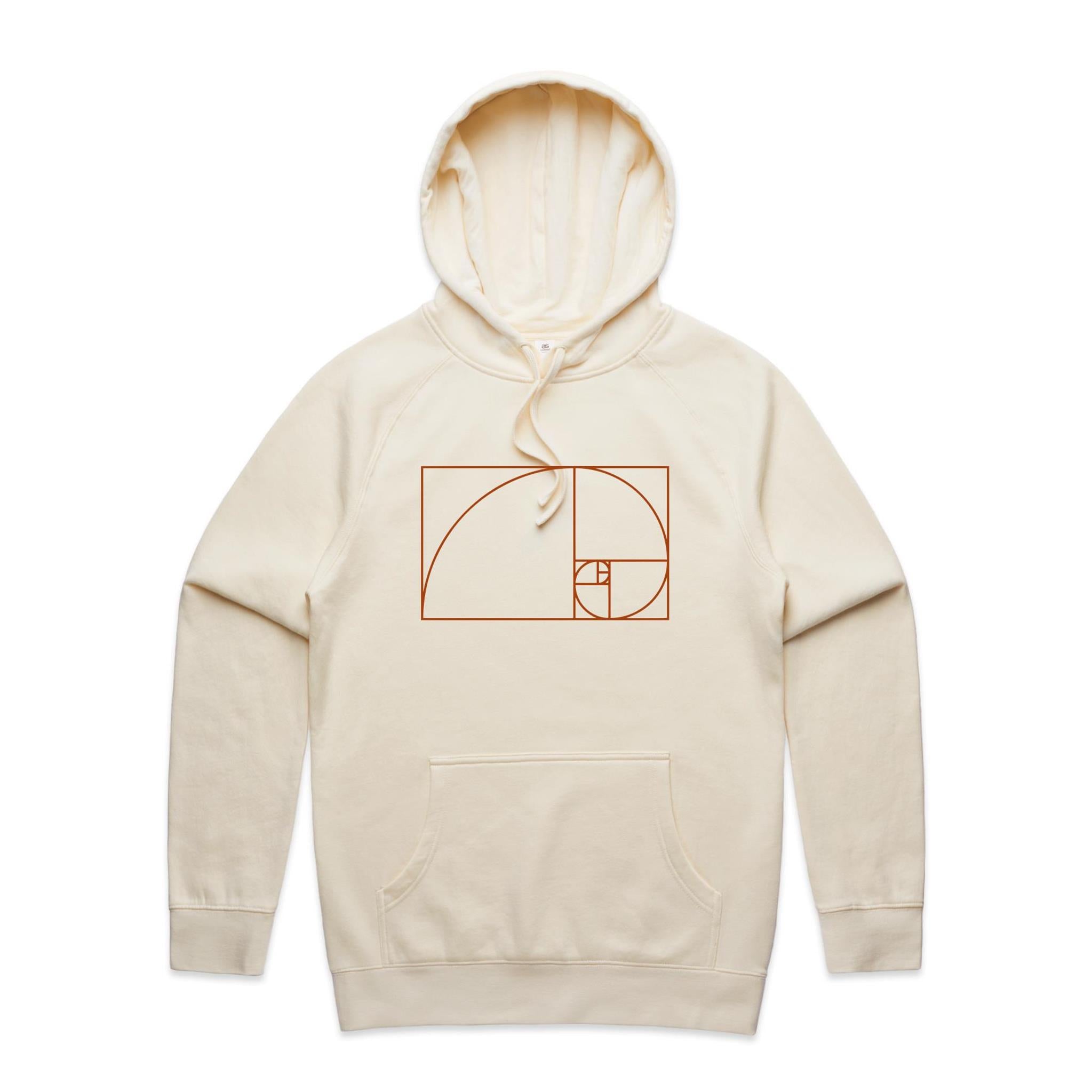 Fibonacci - Mens Hoodie Ecru Mens Hoodie Maths Printed In Australia Science