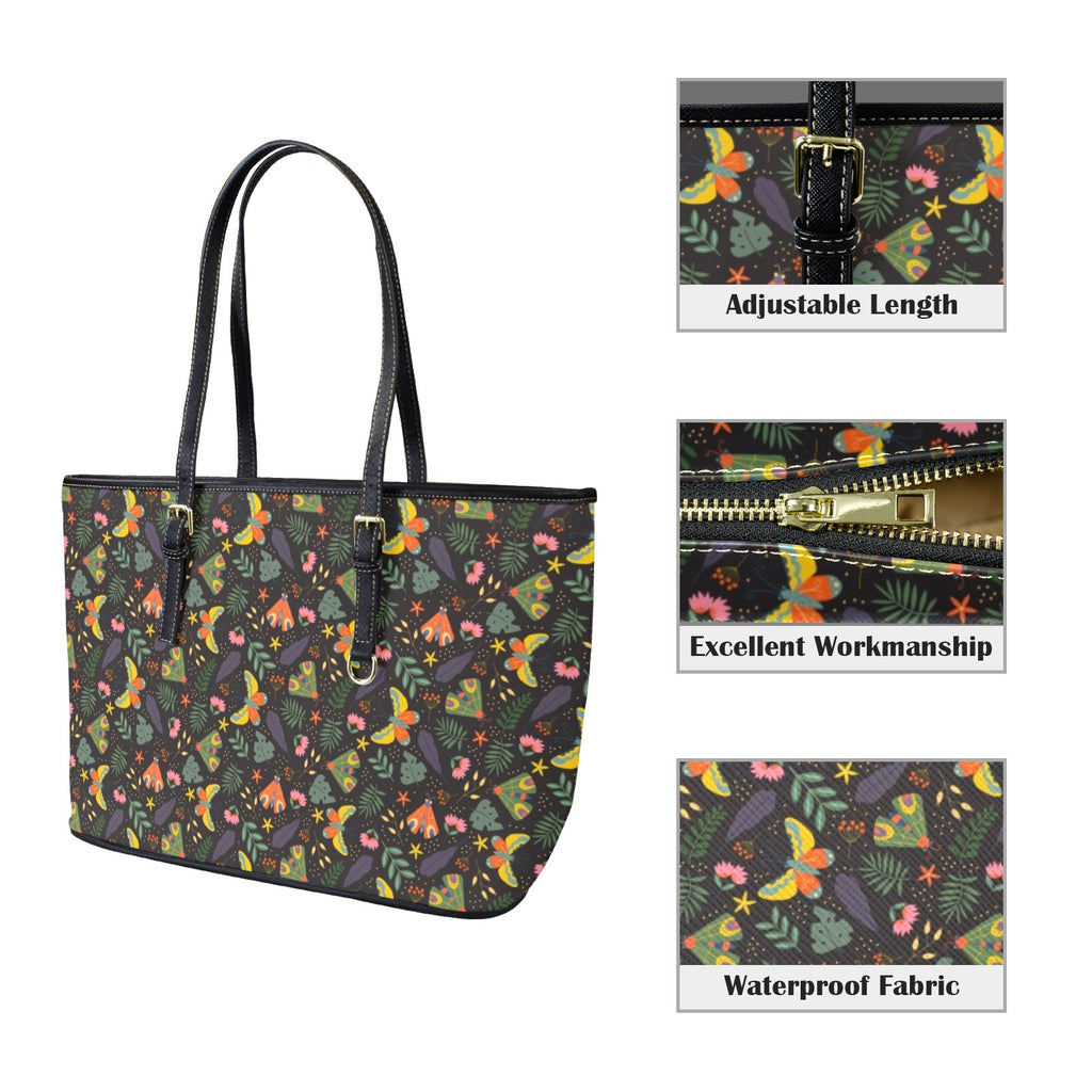 Dark Butterfly PU Leather Tote Bag Large Leather Tote Bag-Large animal Printed Offshore