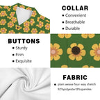 Yellow Flowers On Green Men's Hawaiian Shirt