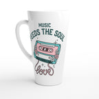 Music Feeds The Soul - White Latte 17oz Ceramic Mug Default Title Latte Mug Globally Fulfilled Music Retro