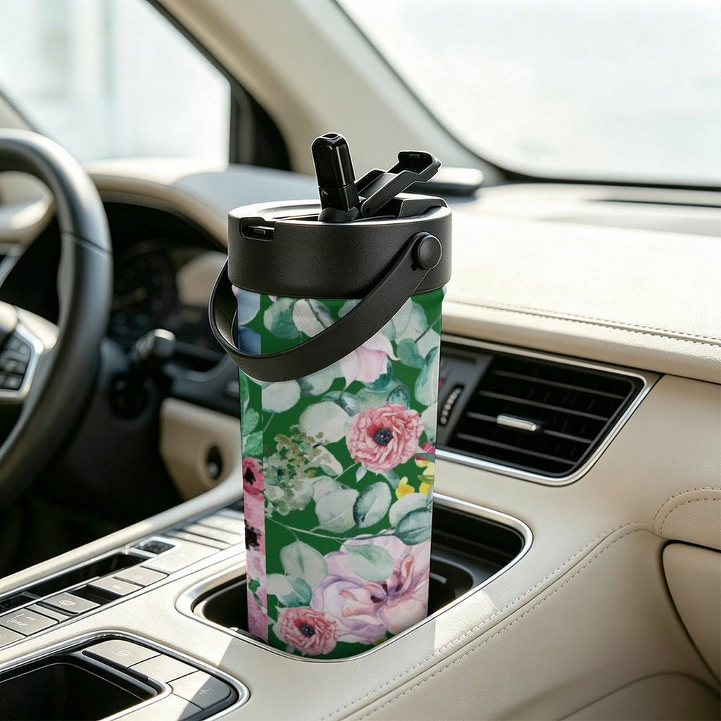 Bright Floral 20oz Tea Tumbler with Carry Handle