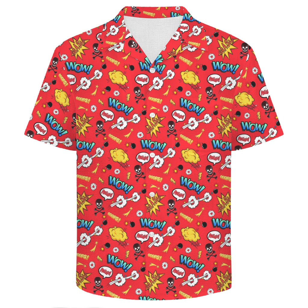 Comic Book Red Men's Crinkle Hawaiian Shirt