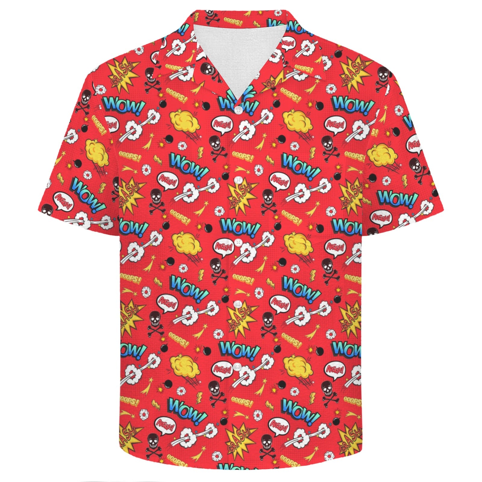 Comic Book Red Men's Crinkle Hawaiian Shirt