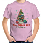 All Booked For Christmas - Kids Youth T-Shirt Pink Kids Christmas T-shirt Christmas Printed In Australia