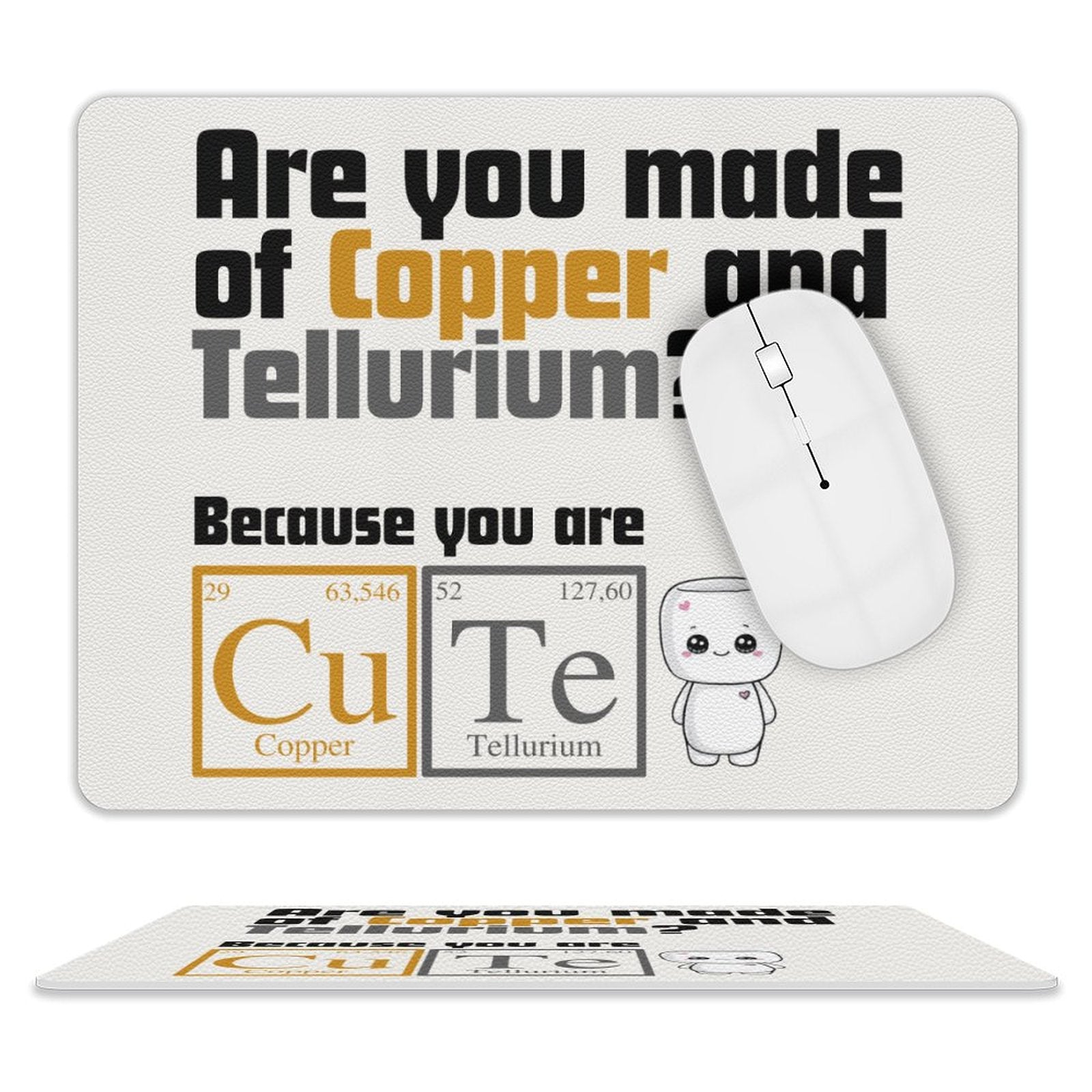 Cute Periodic Table Leather Mouse Pad white One size Leather Mouse Pad Printed Offshore Science