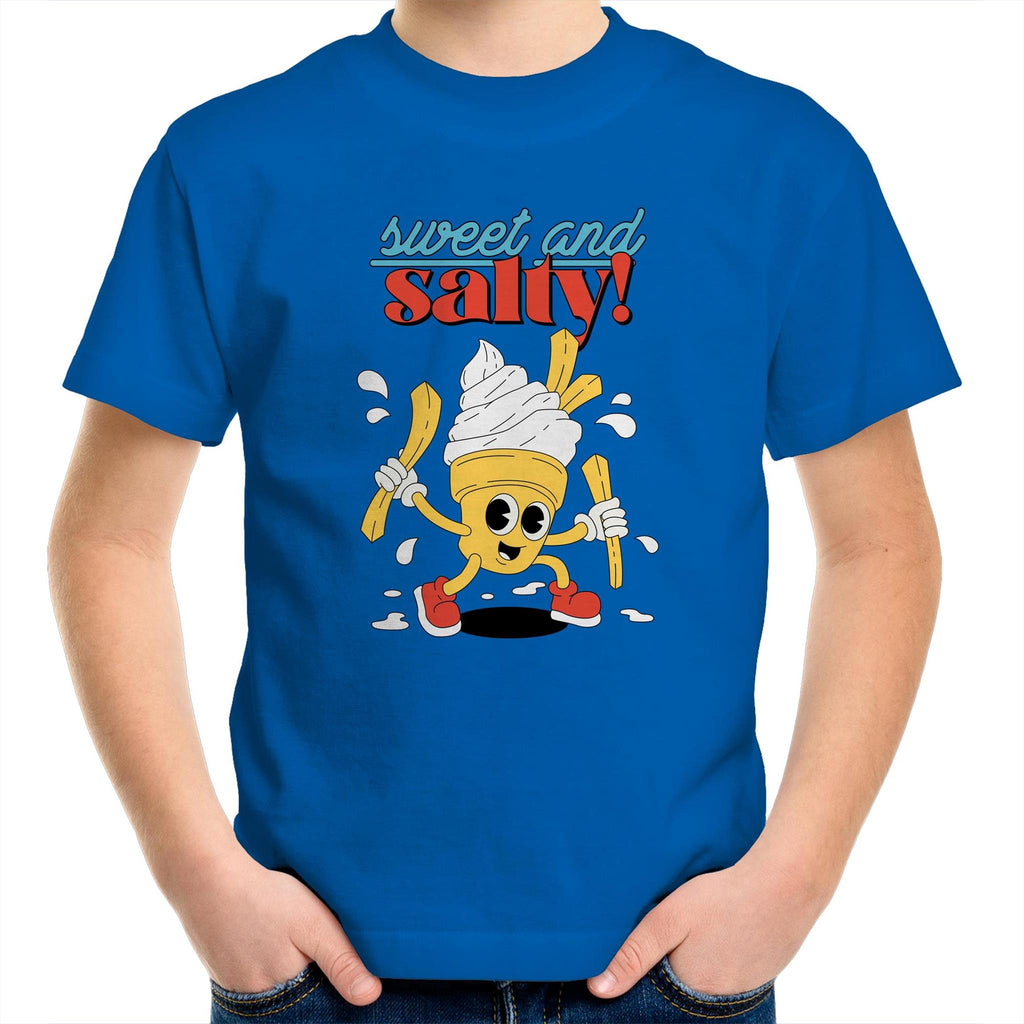 Sweet And Salty, Ice Cream And Fries - Kids Youth T-Shirt Bright Royal Kids Youth T-shirt Food Printed In Australia