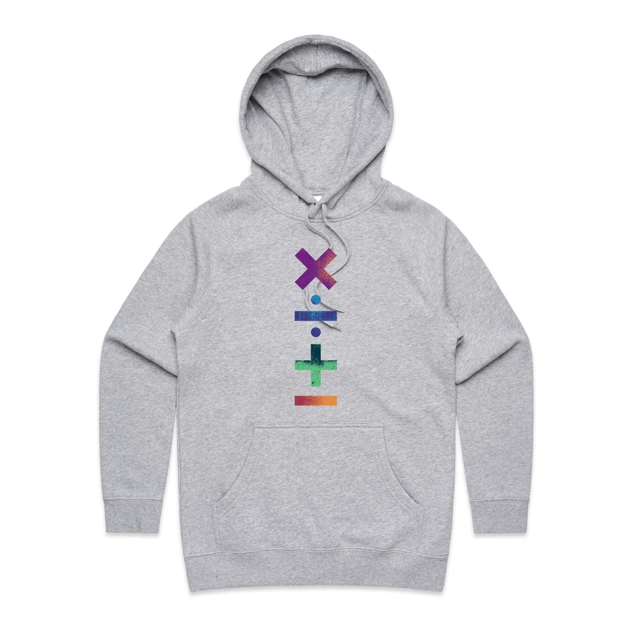 Maths Symbols - Womens Hoodie Grey Marle Womens Hoodie Maths Printed In Australia