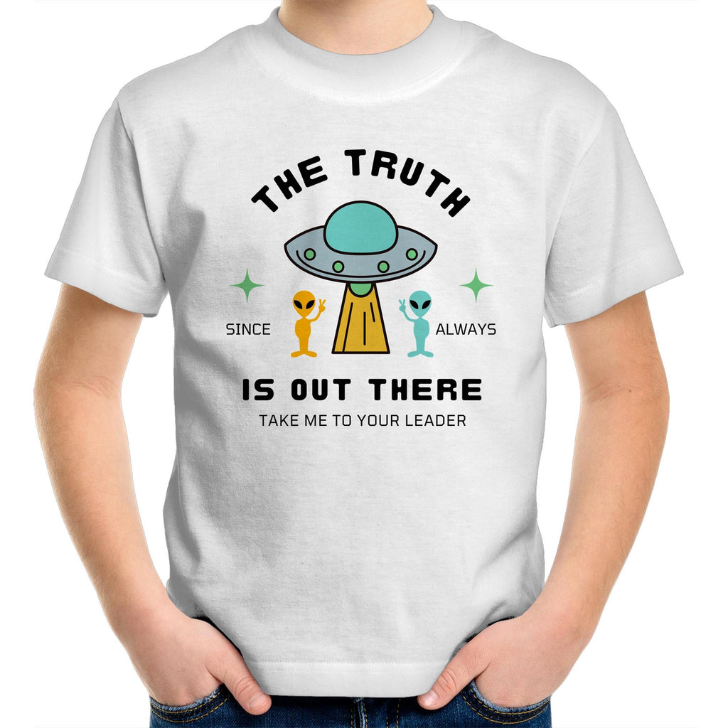 The Truth Is Out There, Alien UFO - Kids Youth T-Shirt White Kids Youth T-shirt Printed In Australia Sci Fi