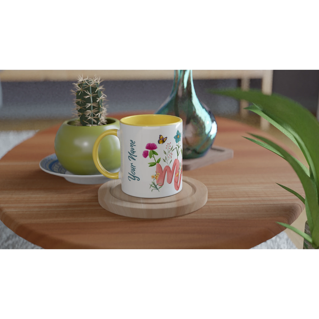 Personalised Mum With Flowers And Butterflies 11oz Ceramic Mug Personalised 11oz Mug Globally Fulfilled Mum