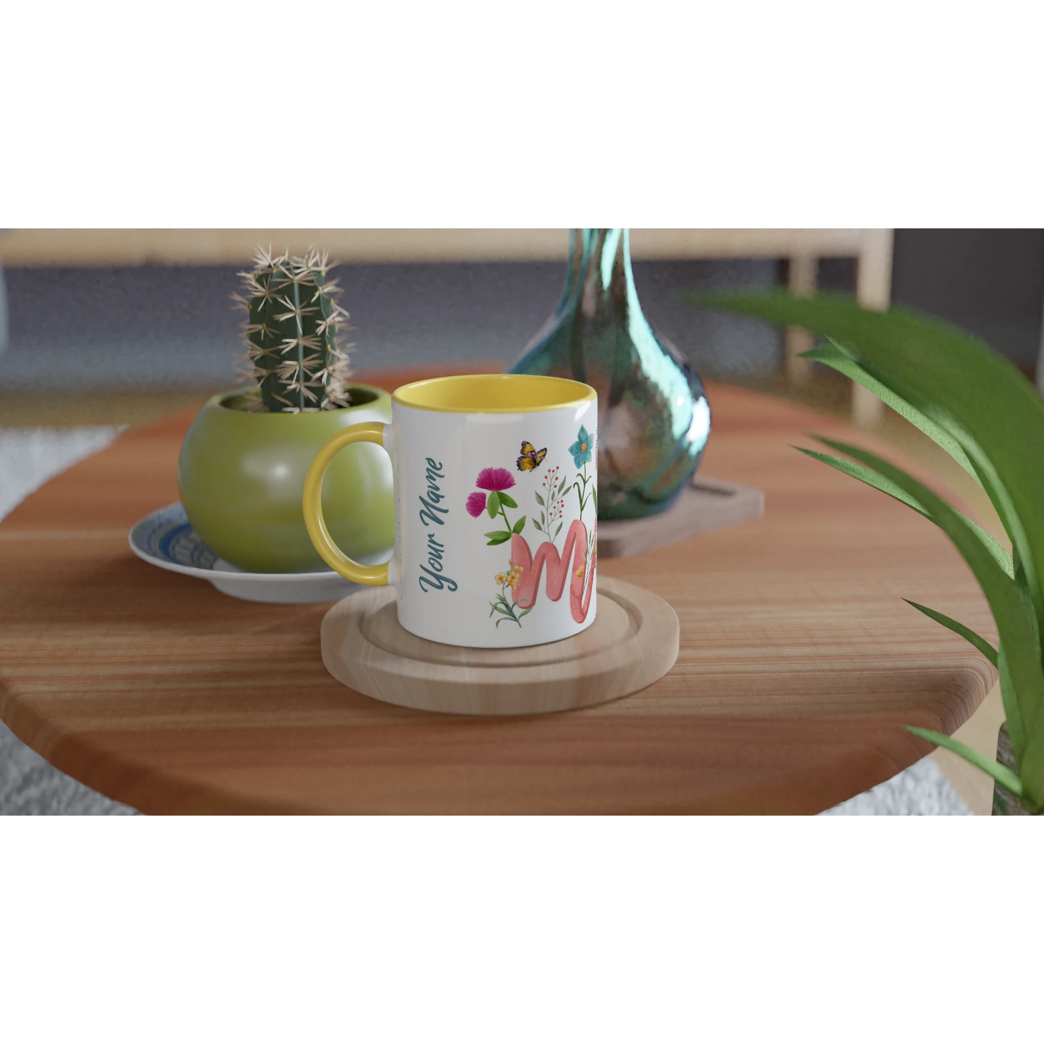 Personalised - Mum With Flowers And Butterflies - 11oz Ceramic Mug Personalised 11oz Mug Globally Fulfilled Mum