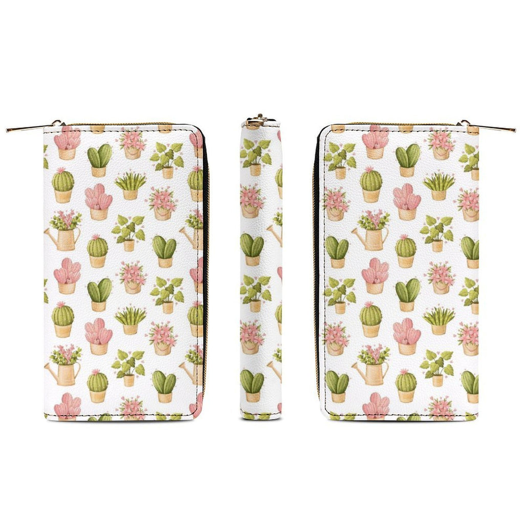 Cactus Pots And Flowers - PU Leather Wallet