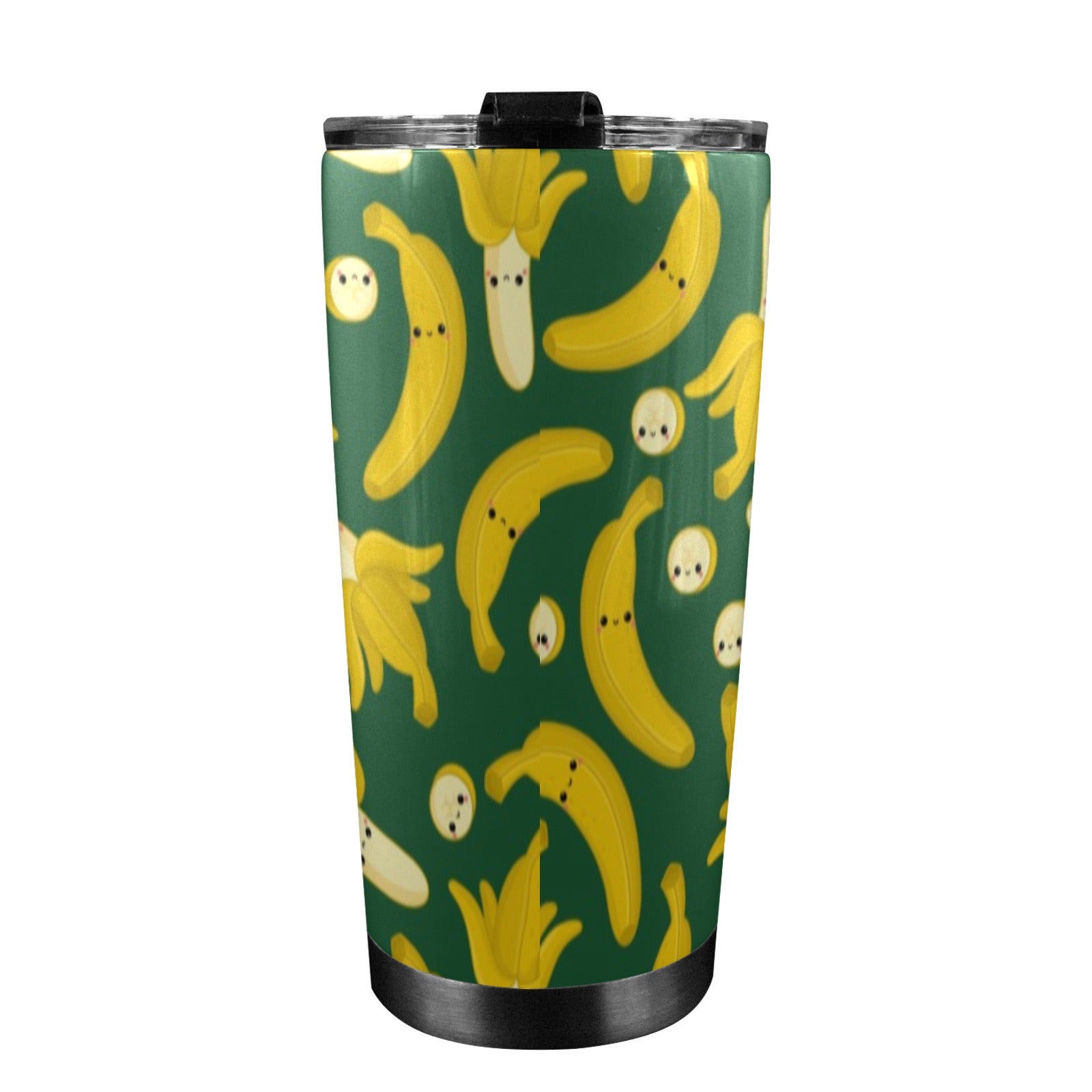 Happy Bananas - 20oz Mobile Tumbler with Lid (Black Lock) 20oz Travel Mug Food Printed Offshore
