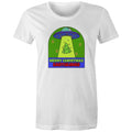 Merry Christmas Earthlings, UFO - Womens T-shirt White Womens Christmas T-shirt Christmas Printed In Australia