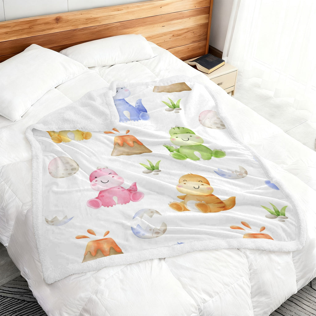Hatching Dinosaurs - Double-Layer Fleece Blanket 51"x59"