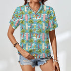 Summer Surf Women's Collared Pocketless Short Sleeve Shirt