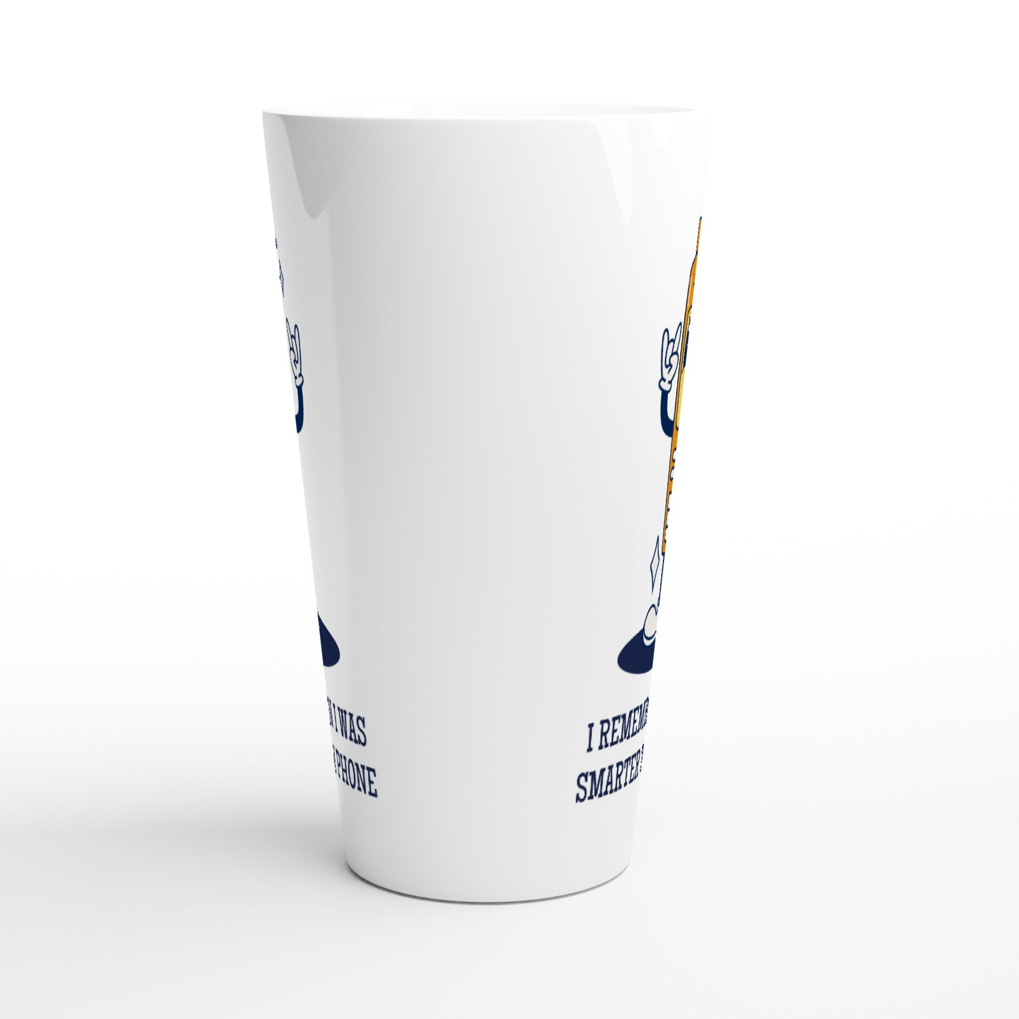 I Remember When I Was Smarter Than My Phone - White Latte 17oz Ceramic Mug Latte Mug Globally Fulfilled Retro Tech