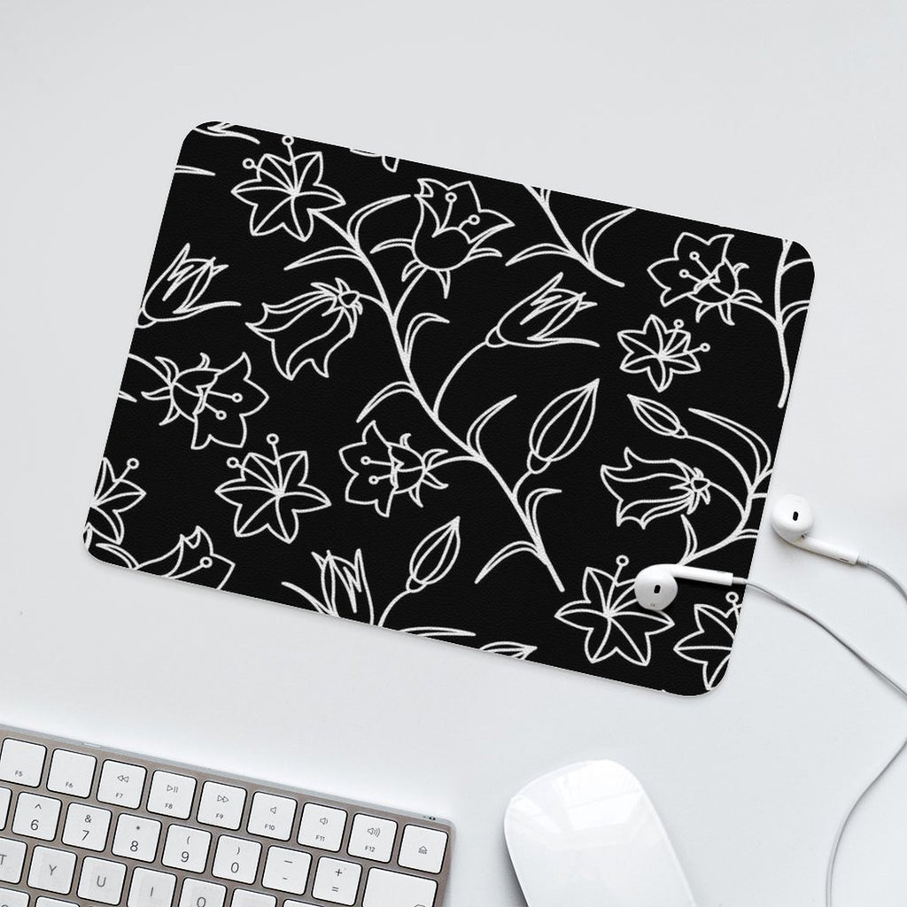 Black And White Floral Leather Mouse Pad Leather Mouse Pad Plants Printed Offshore