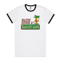 Slow Down And Enjoy Life Men's AS Colour Ringer Tee White Black Ringer T-Shirt Positivity Printed In Australia