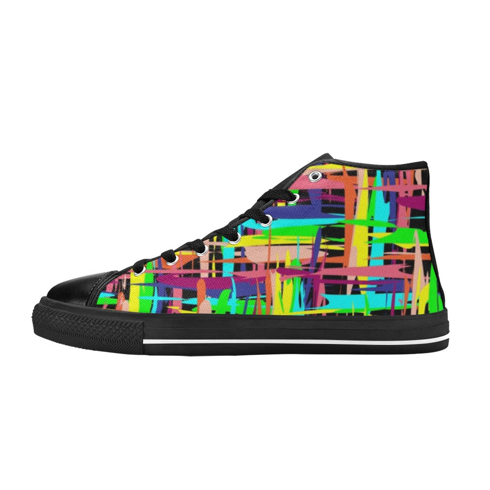 Painted Lines Kids High Top Canvas Shoes