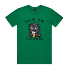 Frazzled Cat, Hang On Let Me Overthink This Men's AS Colour T-shirt Kelly Green Mens T-shirt animal Printed In Australia
