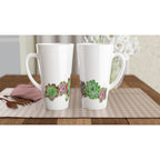 Cactus Garden - White Latte 17oz Ceramic Mug Latte Mug Globally Fulfilled Plants