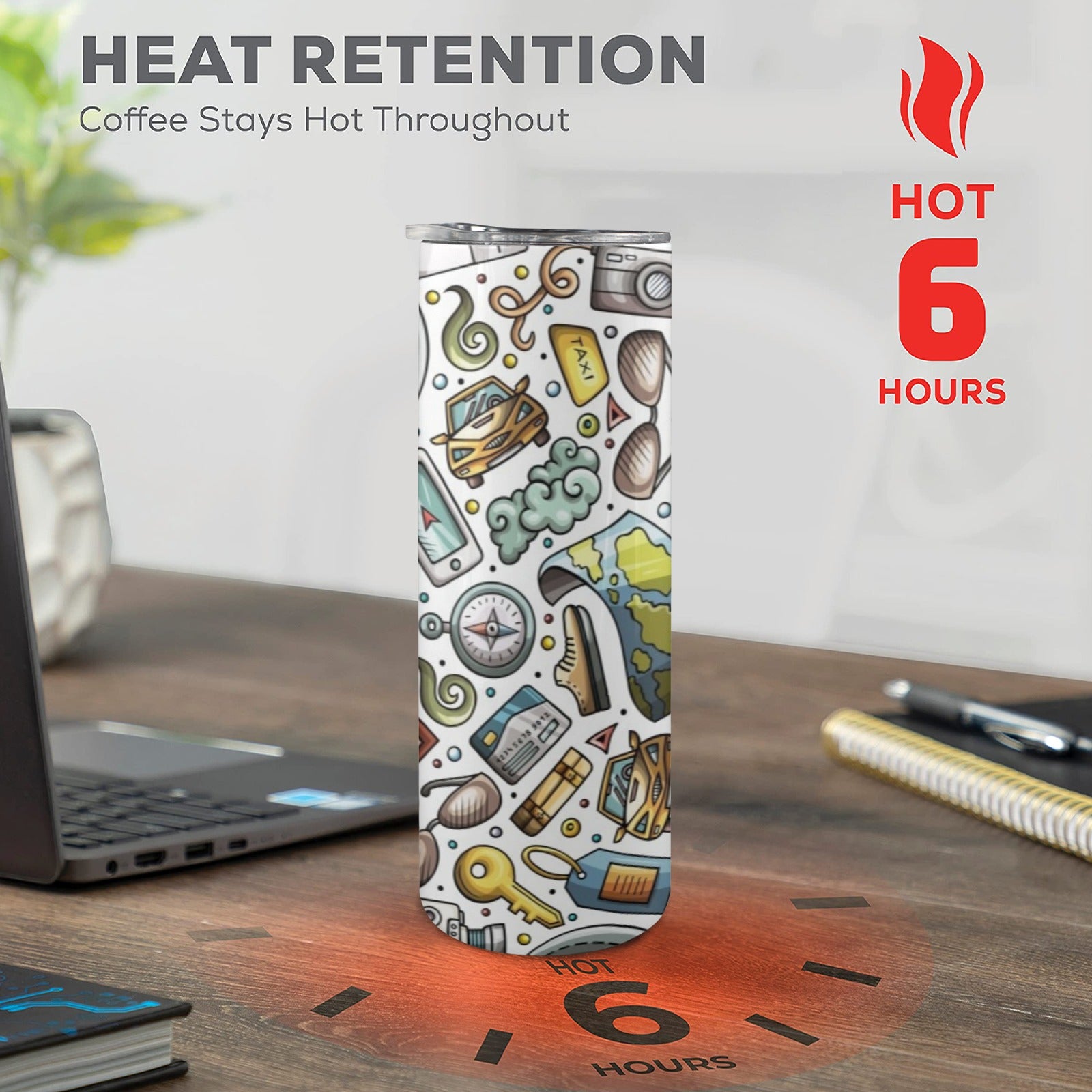 Travel Montage - 20oz Tall Skinny Tumbler with Lid and Straw