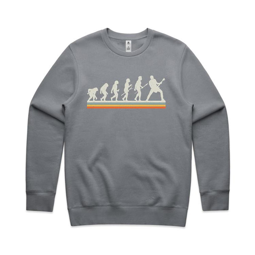 Guitarist Evolution - AS Colour Stencil Crew Sweatshirt Gravel Sweatshirt Music Printed In Australia