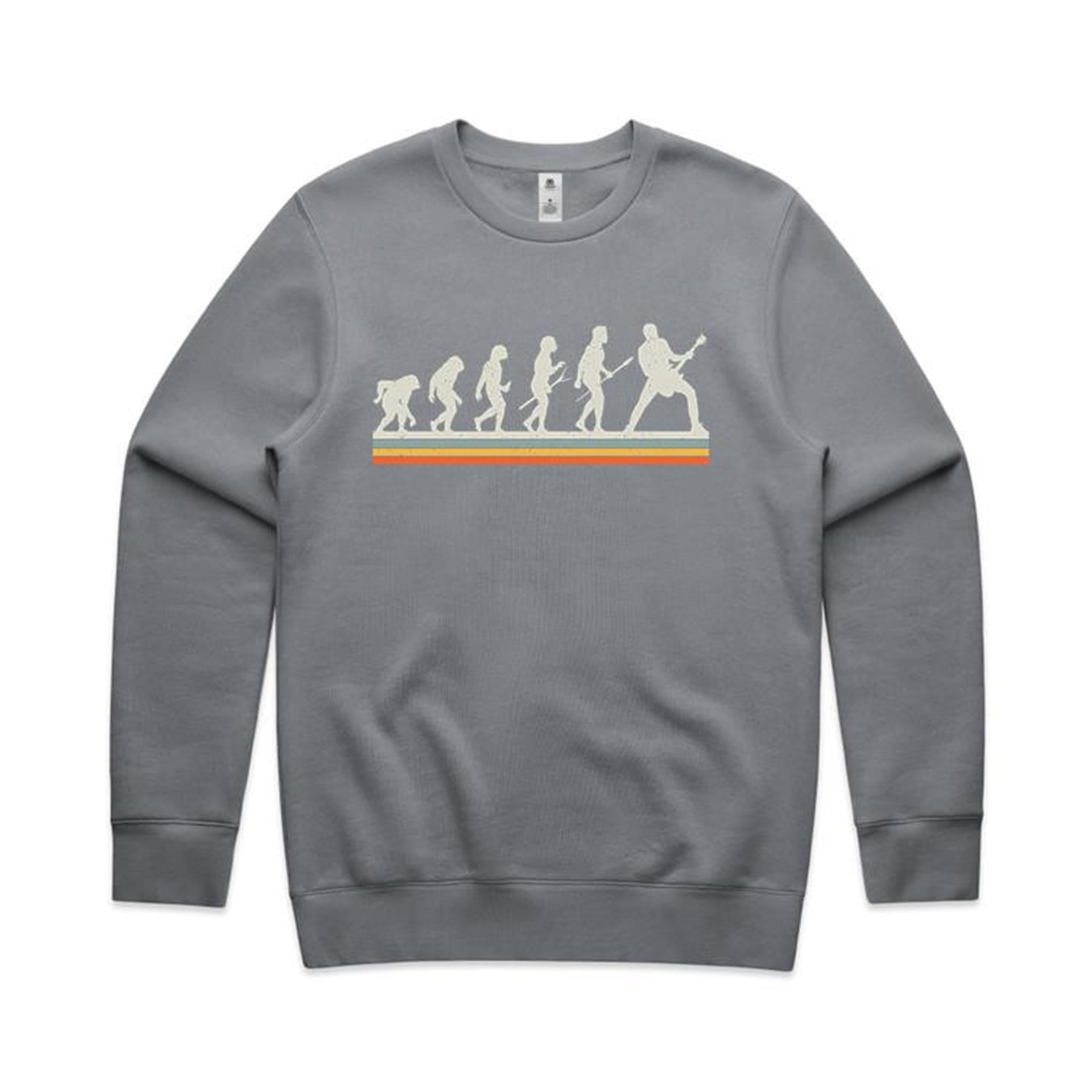 Guitarist Evolution - AS Colour Stencil Crew Sweatshirt Gravel Sweatshirt Music Printed In Australia