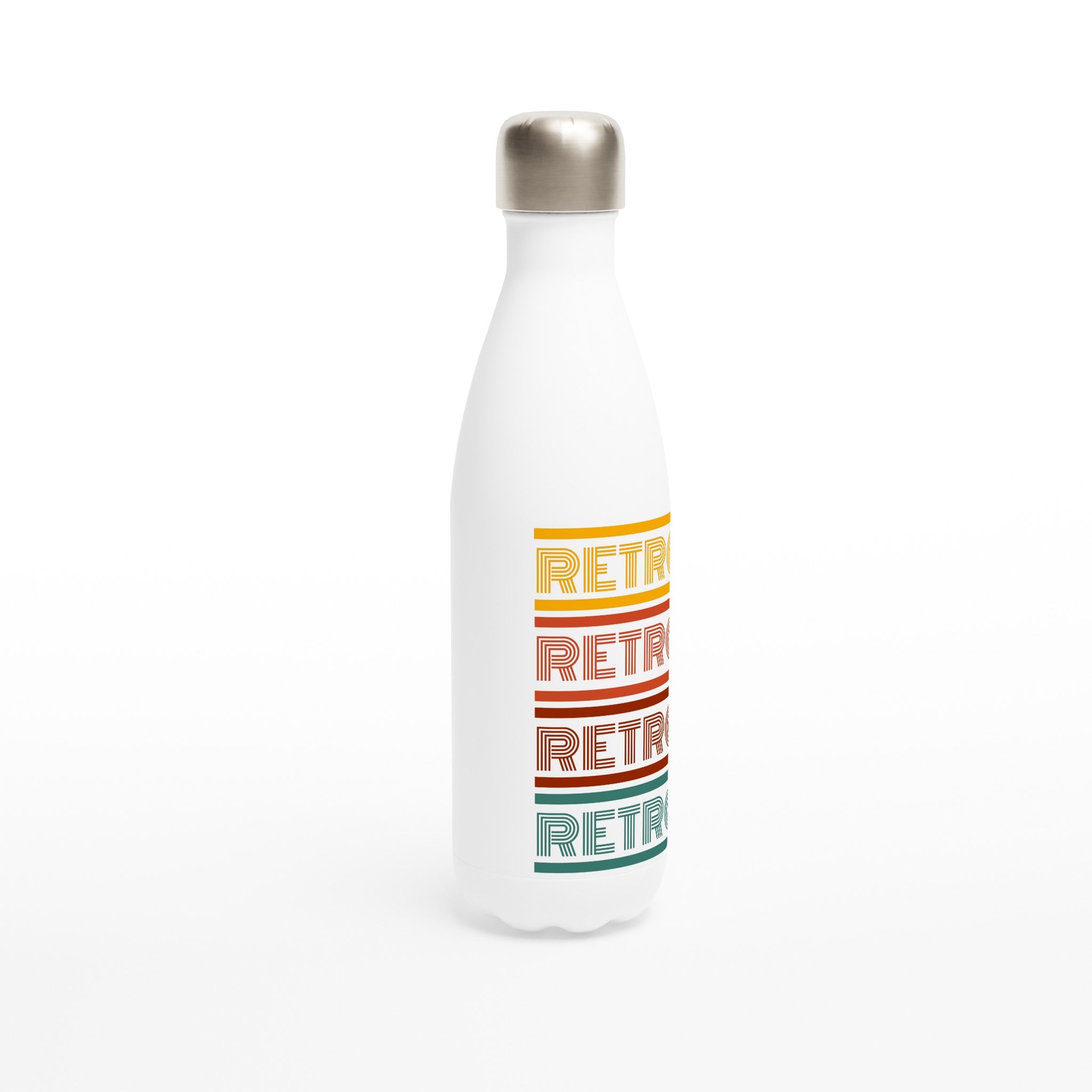 Retro - White 17oz Stainless Steel Water Bottle White Water Bottle Globally Fulfilled Retro