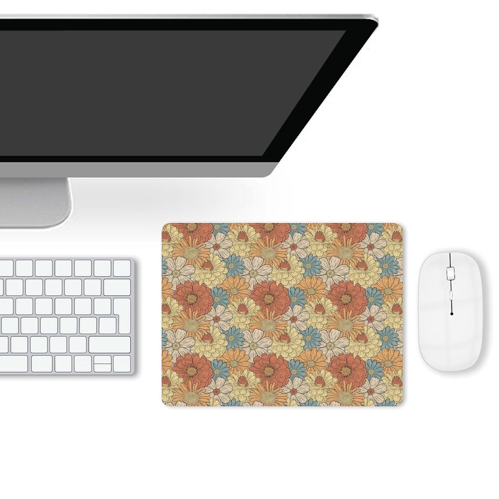 Vintage Retro Floral - Leather Mouse Pad Leather Mouse Pad Plants Printed Offshore Retro