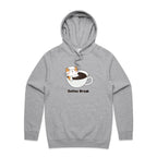 Coffee Break, Cat - Mens Hoodie Grey Marle Mens Hoodie animal Coffee Printed In Australia