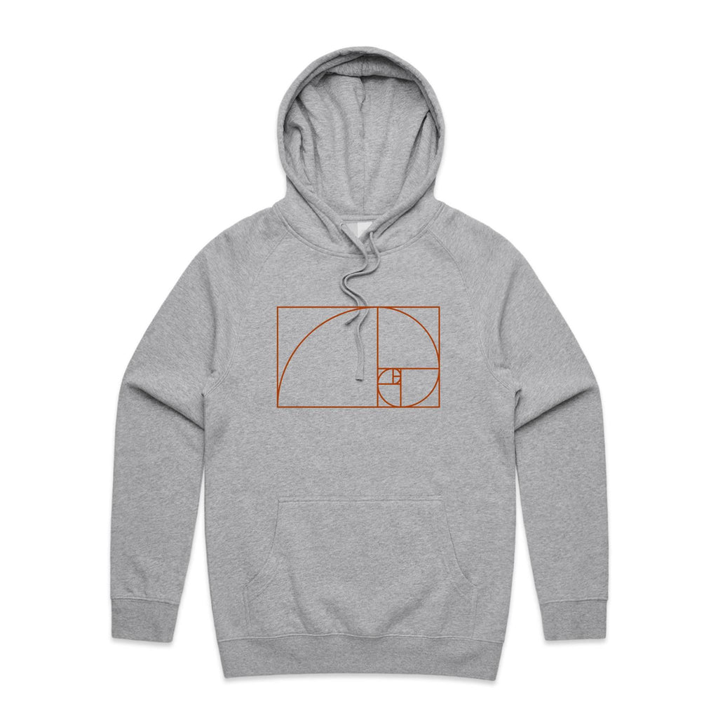 Fibonacci - Mens Hoodie Grey Marle Mens Hoodie Maths Printed In Australia Science